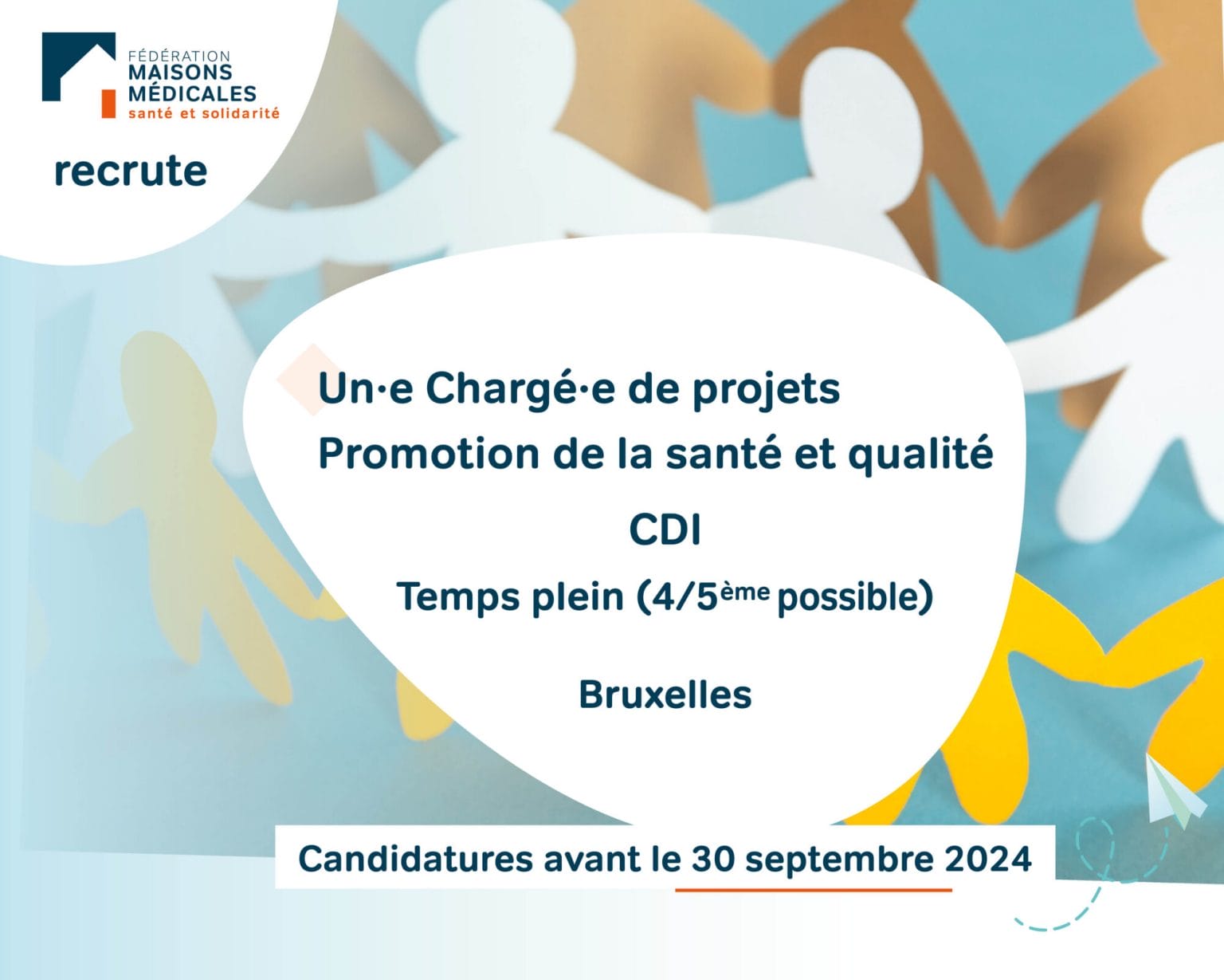 Post_OffreEmploi_PromotionSanté&Qualité-Fédération des maisons médicales 2024 Post_OffreEmploi_PromotionSanté&Qualité-Fédération des maisons médicales 2024